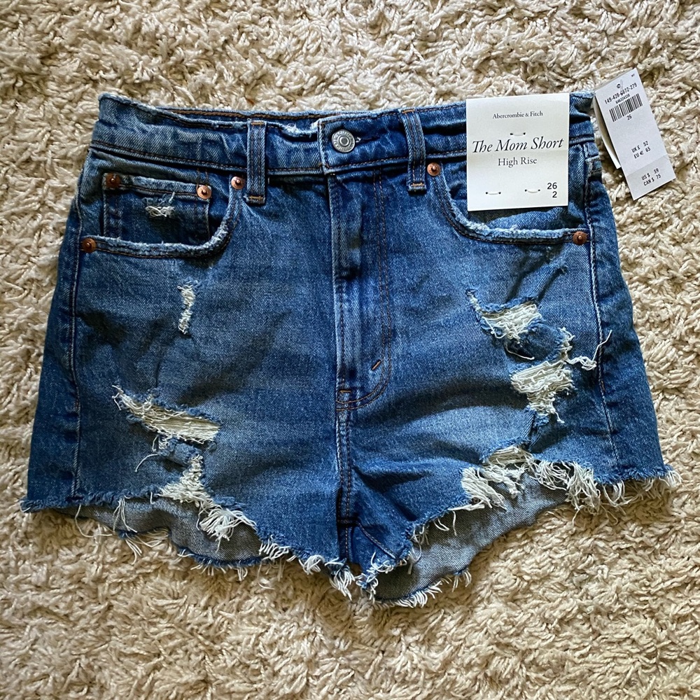 Abercrombie Women Denim High-Rise Mom Shorts - 26